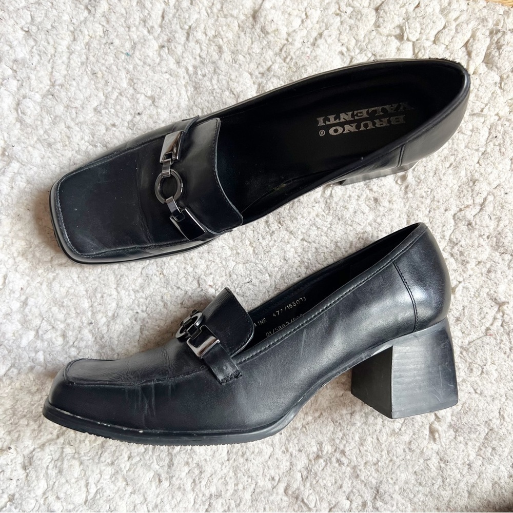 Bruno Valenti Maine Square Toed Block Heeled Loafers